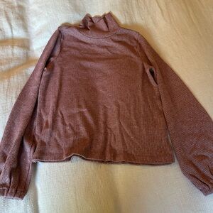 Madewell Mauve Ribbed Turtleneck Sweater